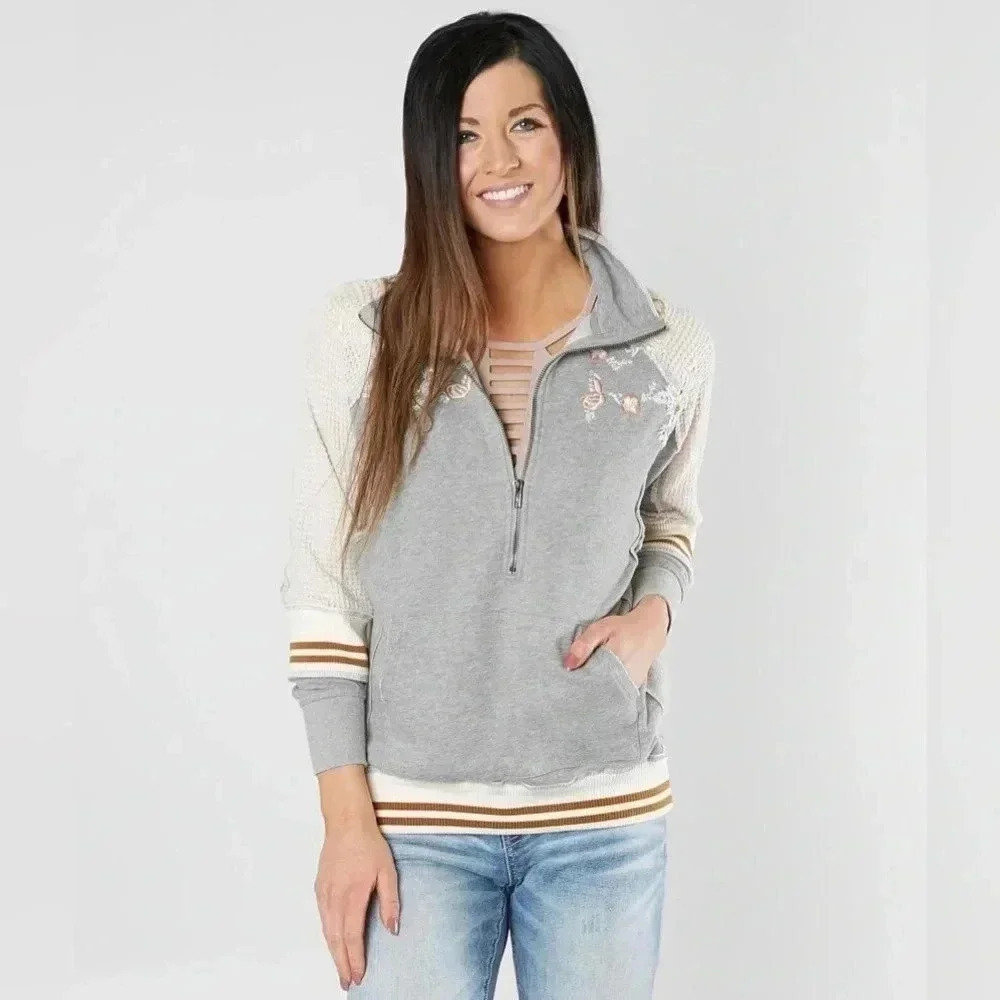Gimmicks from BKE Embellished Half Zip Sweatshirt - Size Medium